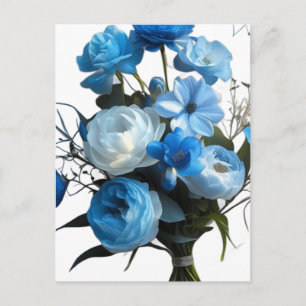 Blue & Whiite Blume Postkarte