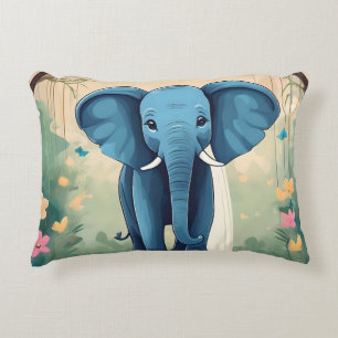 Blue Whimsical Baby Elephant, Dekokissen