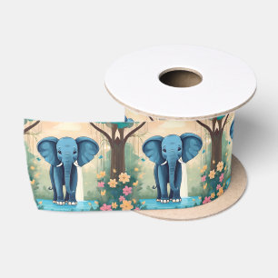 Blue Whimsical Baby Elephant, Satinband