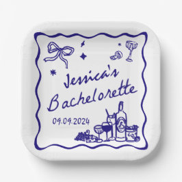 Blue Whimsical Beach Junggeselinnen-Abschied Pappteller