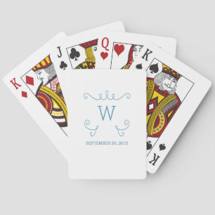 Blue Whimsical Blüh Monogram Playing Cards Spielkarten