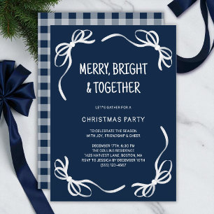Blue Whimsical Hand Drawn Friends Weihnachts-Party Einladung