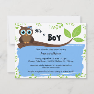 Blue Whimsical Owl Baby Dusche einladen Einladung
