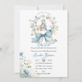 Blue Whimsical Silly Goose Baby Shower Invitation Einladung