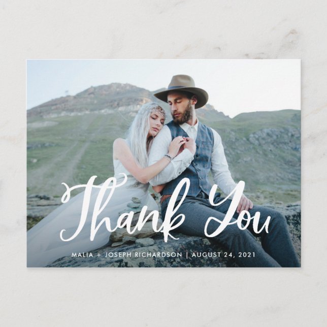 Blue Whimsy | Wedding Foto Vielen Dank Postkarte (Vorderseite)