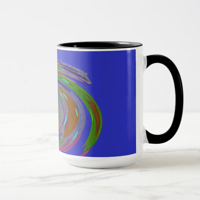 Blue Whirlwind Design Monogram Tasse (Rechts)