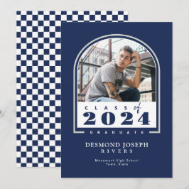 Blue White 2024 Modern Arch Foto Abschluss Ankündigung
