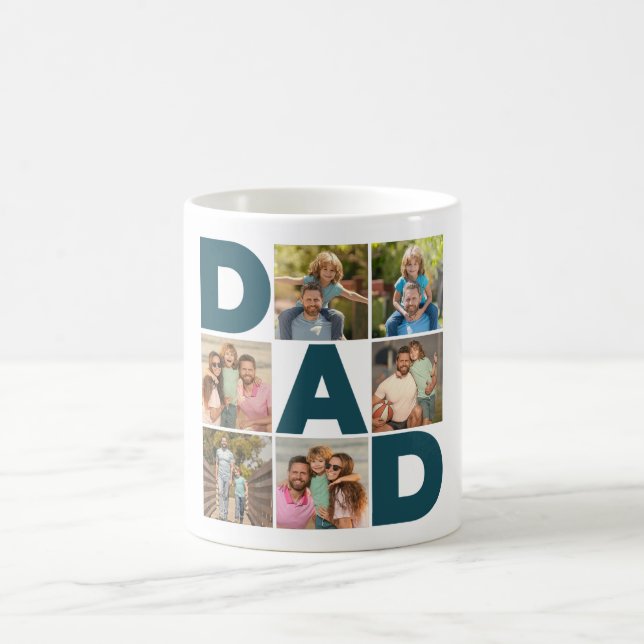 Blue & White 6 Foto Collage Vater Kaffeetasse (Mittel)