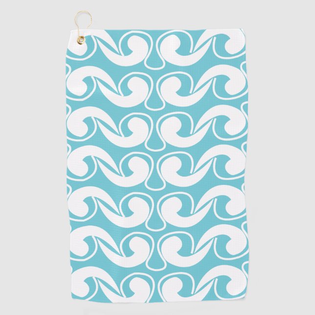 Blue White Abstrakte Kunst Golfhandtuch (Vorderseite)