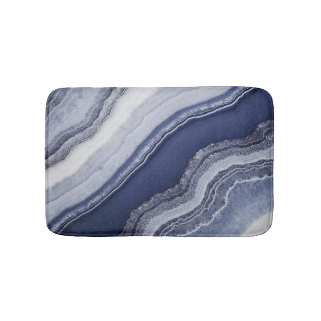 Blue White Agate Marble Badematte (Vorderseite)