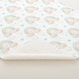 Blue White and Tan Clouds and Rainbows Baby Boy Sherpadecke
