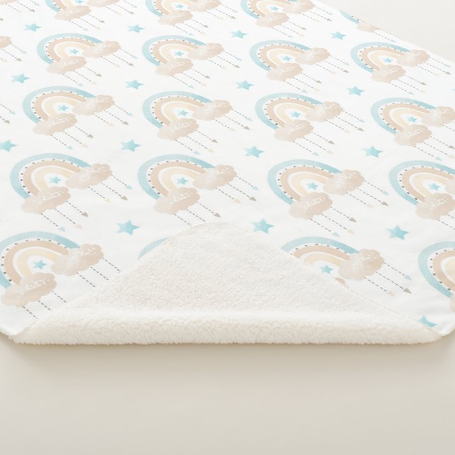 Blue White and Tan Clouds and Rainbows Baby Boy Sherpadecke (3/4)
