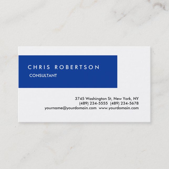 Blue White Attraktive Charming Business Card Visitenkarte (Vorderseite)