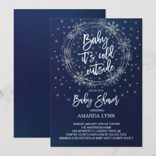 Blue & White Baby Es ist kalt draußen Babydusche Einladung
