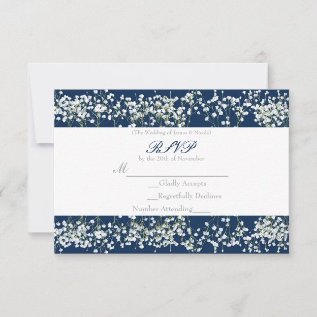 Blue & White Babys Atemberaubende RSVP-Karte RSVP Karte (Vorderseite)