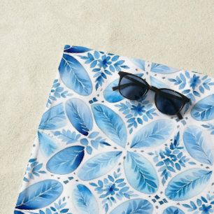 Blue White Batik Floral Strandtuch