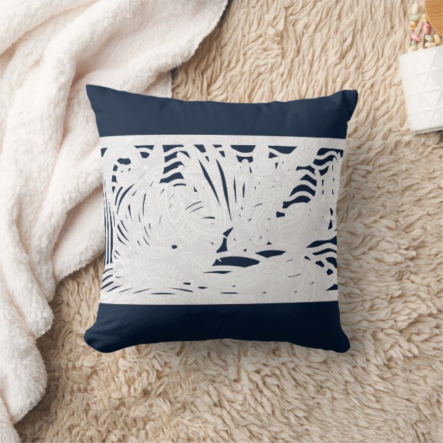 Blue White Beach Coastells Seashells Kissen (Decke)