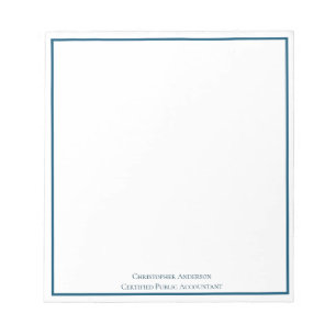 Blue White Beruflich Business Personalisiert  Notizblock