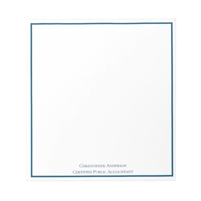 Blue White Beruflich Business Personalisiert  Notizblock (Vorderseite)