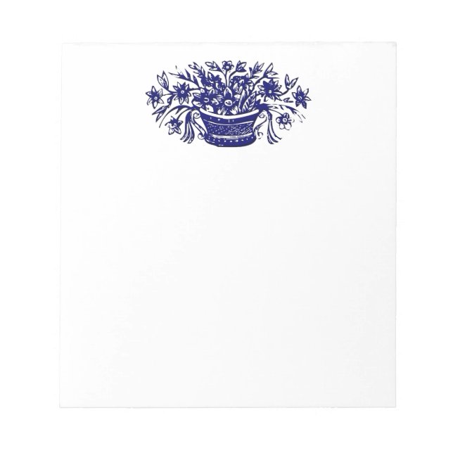 Blue White Blume - Aktionskorb Notepad Notizblock (Vorderseite)