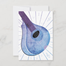 Blue & White Bouzouki Musical Instrument Flat Card