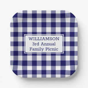 Blue White Buffalo Karo Family Picnic Pappteller