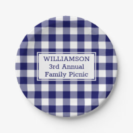 Blue White Buffalo Karo Ihr Name Familie Picnic Pappteller