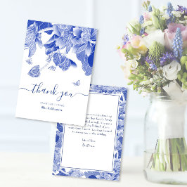 Blue & White Butterfly Blume Brautparty Dankeskarte