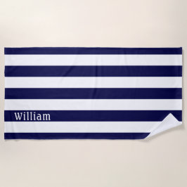 Blue White | Cabana Streifen Personalisiert Strandtuch