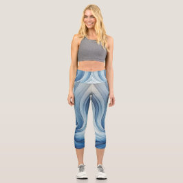 Blue White Capri Leggings