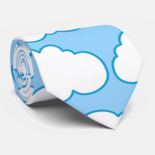 Blue White Cartoon Wolken Personalisiert Krawatte