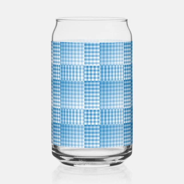 Blue White Checker Abstract Pattern Dosenglas (Vorderseite)
