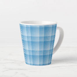 Blue White Checker Abstract Pattern Milchtasse