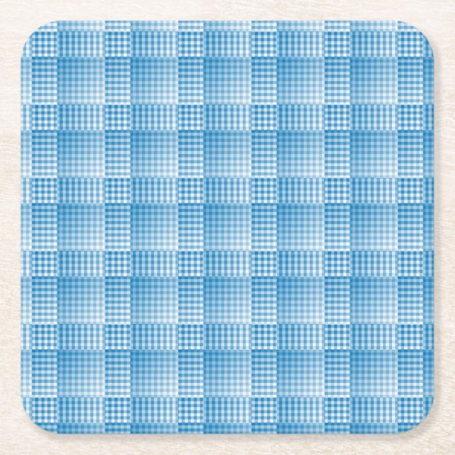 Blue White Checker Abstract Pattern Rechteckiger Pappuntersetzer (Vorderseite)