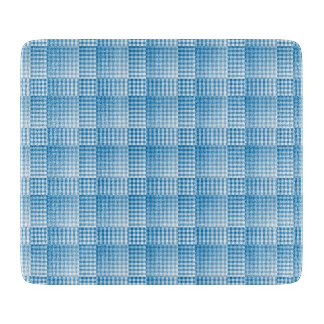 Blue White Checker Abstract Pattern Schneidebrett (Vorderseite)