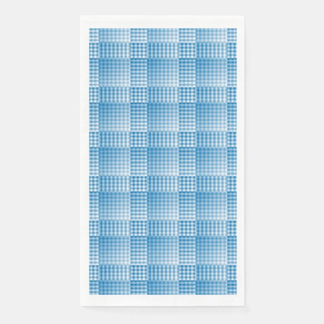 Blue White Checker Abstract Pattern Serviette (Vorderseite)