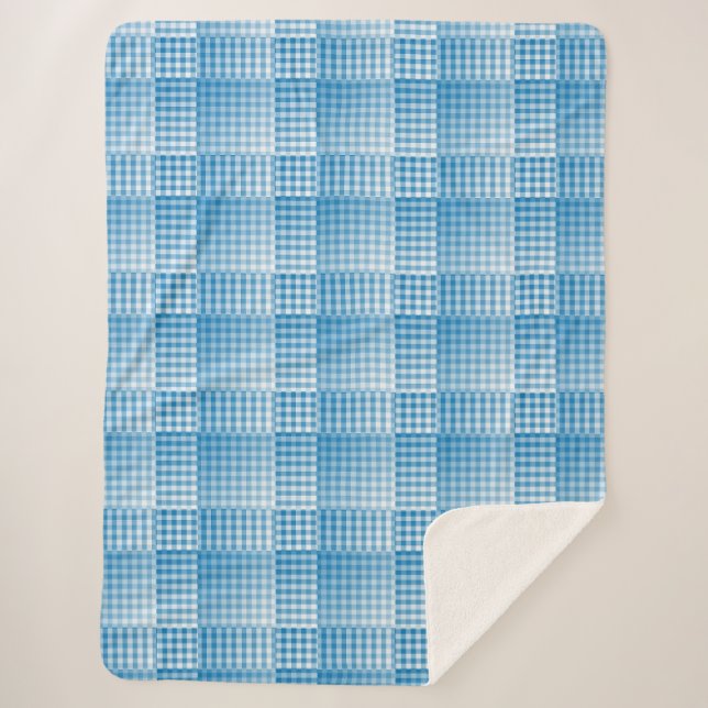 Blue White Checker Abstract Pattern Sherpadecke (Vorderseite)