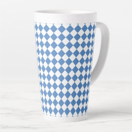 Blue White Checker Diamond Pattern Milchtasse