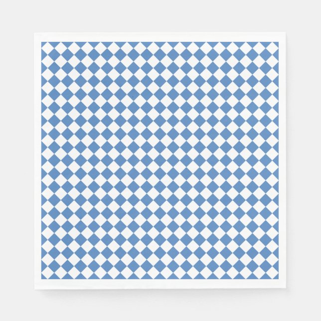 Blue White Checker Diamond Pattern Serviette (Vorderseite)