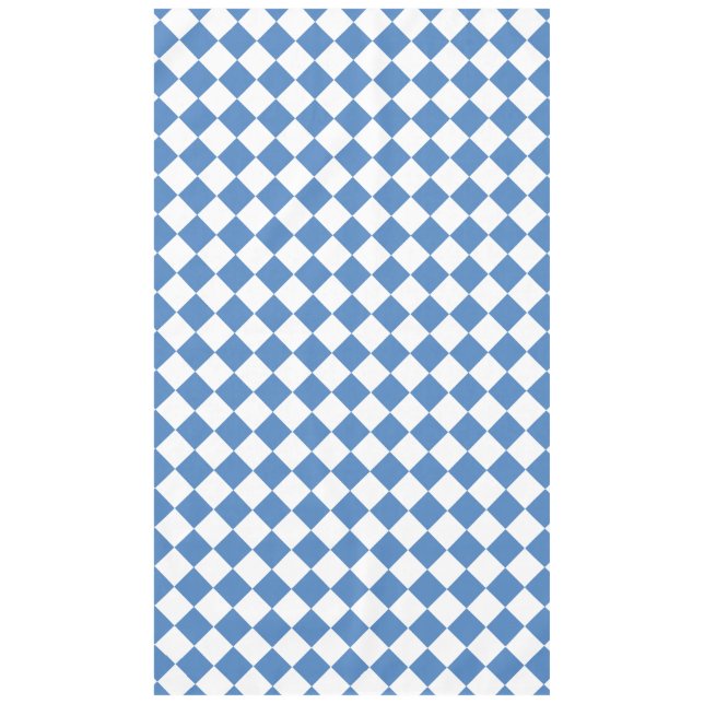 Blue White Checker Diamond Pattern Tischdecke (Vorderseite)