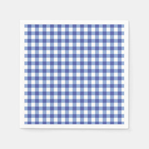 Blue & White Checkered Gingham Squares OZ Party Serviette