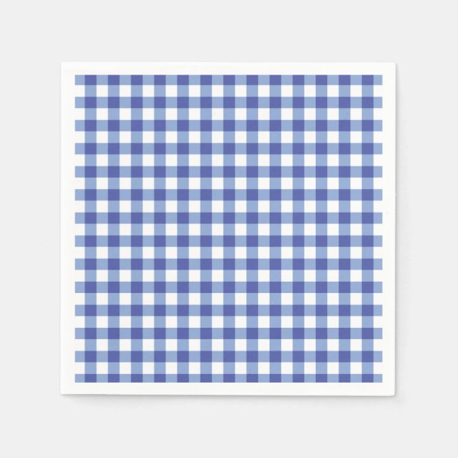 Blue & White Checkered Gingham Squares OZ Party Serviette (Vorderseite)