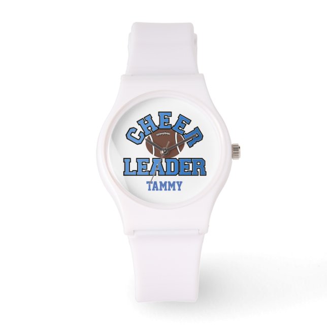 Blue & White Cheerleader's Custom Watch Armbanduhr (Vorderseite)