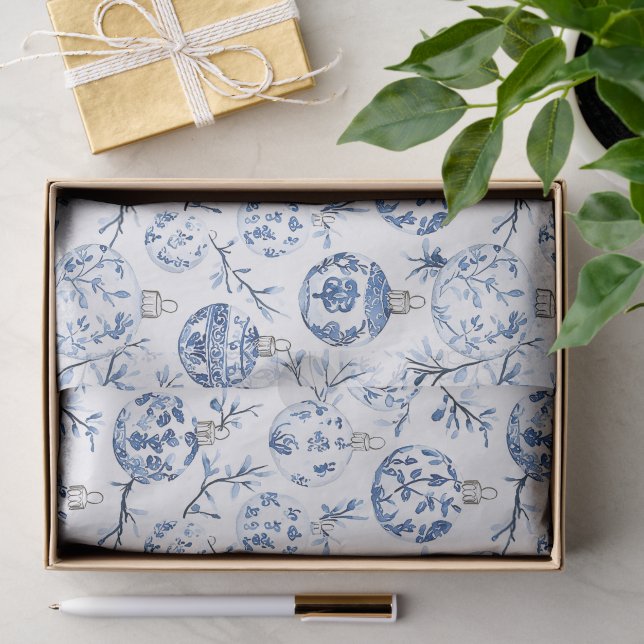 Blue White Chic Blues Weihnachtsschmuck Seidenpapier (Geschenk)