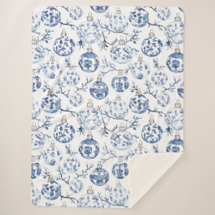 Blue White Chic Blues Weihnachtsschmuck Sherpadecke