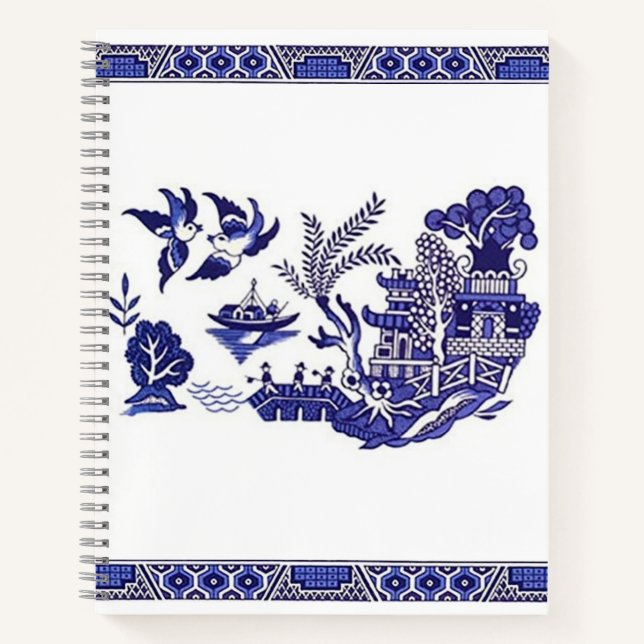 Blue & White China Blue Willow Sketchbook Notizbuch (Vorderseite)