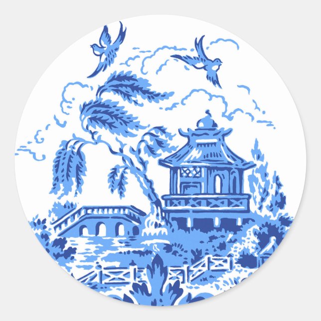 Blue & White China Blue Willow Stickers (Vorderseite)