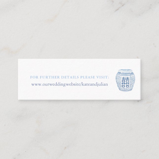 Blue White Chinese Pottery Hochzeitswebsite Beipac Mini Visitenkarte (Vorderseite)