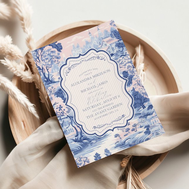 Blue White Chinoiserie Blumenstrauß Porzellan Einladung (Von Creator hochgeladen)
