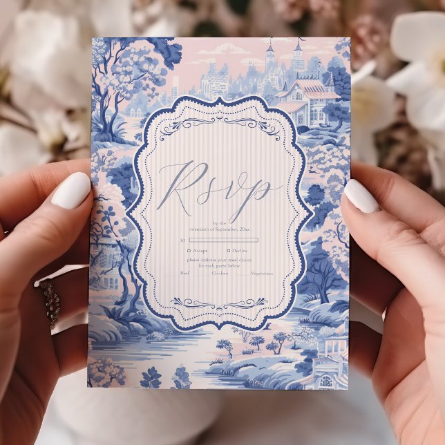 Blue White Chinoiserie Blumenstrauß Porzellan RSVP Karte (Von Creator hochgeladen)